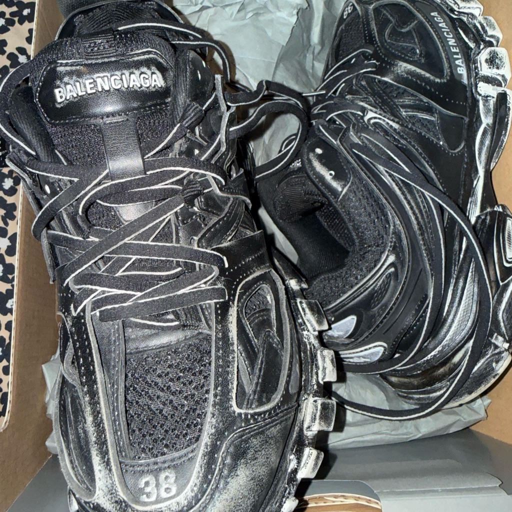 Balenciaga Black And White Athletic Shoes